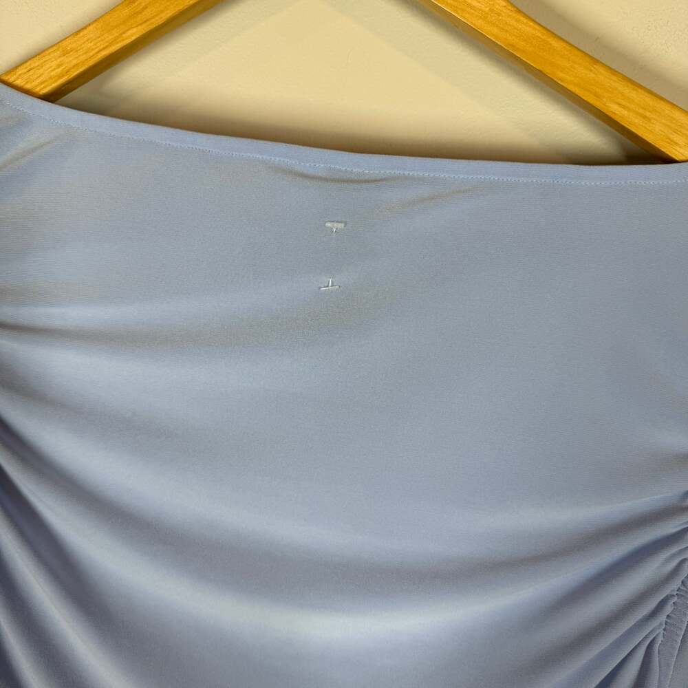 Norma Kamali Tara Dress Powder Blue Ruched Long Sleeve Midi Size S - Picture 4 of 11